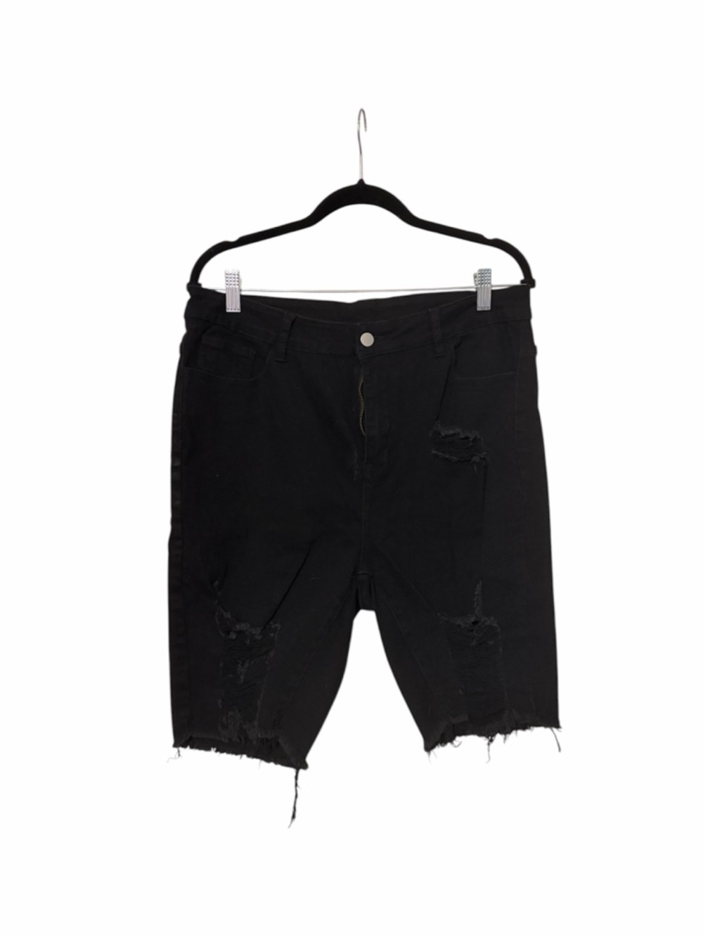 SHEIN Black Ripped Denim Bermuda Shorts • Size 1X